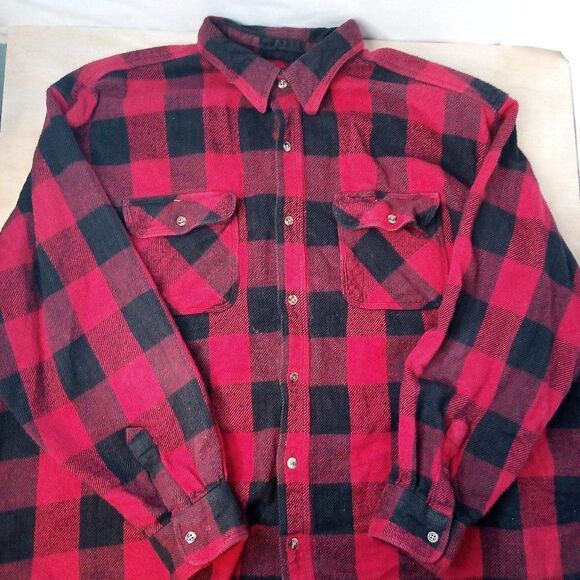 Vintage Five Brother Flannel Button Down Shirt Buffalo Plaid - Picture 2 of 7